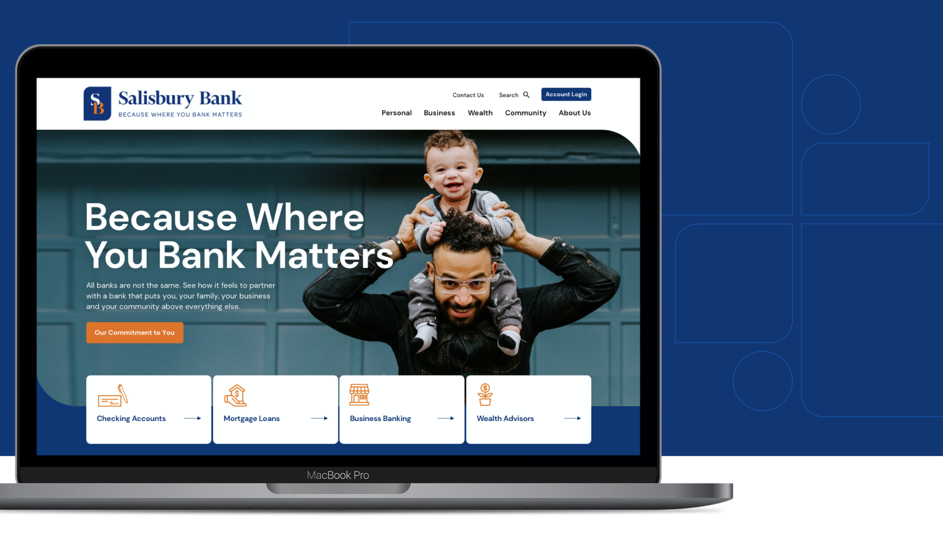 Salisbury Bank website on laptop