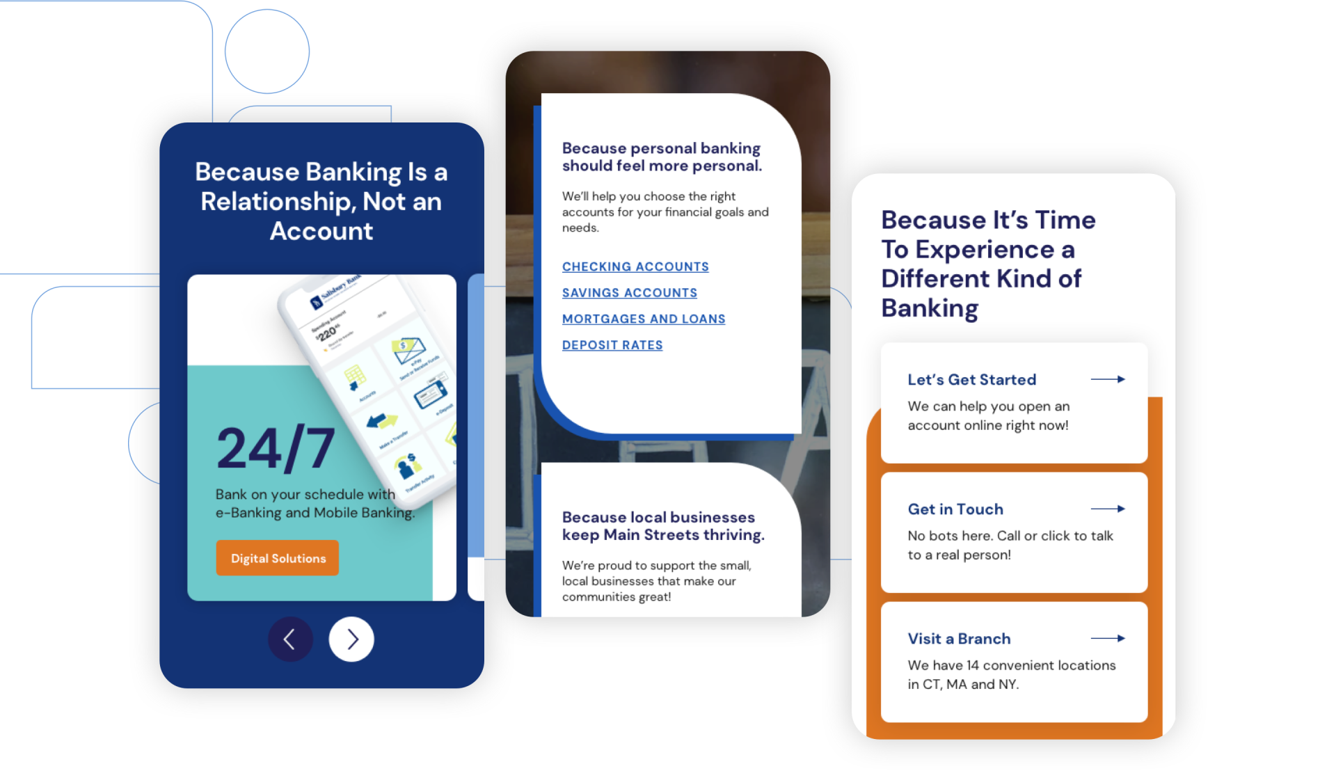 Mobile images of Salisbury Bank's website