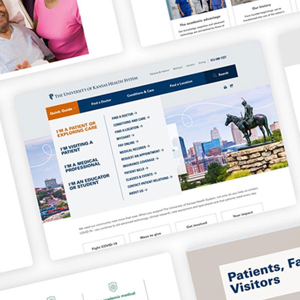 Image of a computer screen with the University of Kansas Health website.